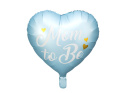 BALON FOLIOWY NIEBIESKIE SERCE MOM TO BE 35cm BABY SHOWER