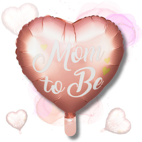 BALON FOLIOWY RÓŻOWE SERCE MOM TO BE 35cm BABY SHOWER