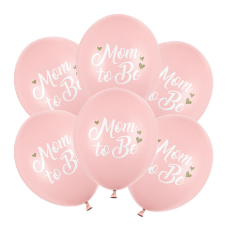 BALONY RÓŻOWE MOM TO BE 30cm 6sztuk BABY SHOWER REVEAL PARTY