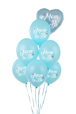 BALONY NIEBIESKIE MOM TO BE 30cm 6sztuk BABY SHOWER REVEAL PARTY