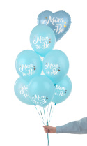 BALONY NIEBIESKIE MOM TO BE 30cm 6sztuk BABY SHOWER REVEAL PARTY