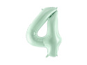 FOLIOWY BALON CYFRA 4 ZIELONA PASTELOWA 72cm URODZINY HEL/POWIETRZE