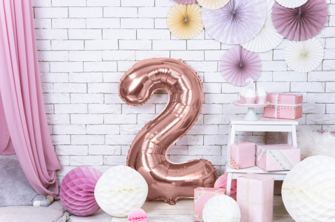 BALON FOLIOWY CYFRA 2 RÓŻOWE ZŁOTO DUŻA 86cm ROSE GOLD URODZINY ROCZNICA BALON FOLIOWY CYFRA 2 RÓŻOWE ZŁOTO DUŻA 86cm ROSE GOLD URODZINY ROCZNICA