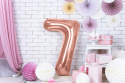 BALON FOLIOWY CYFRA 7 ROSE GOLD DUŻA 86cm RÓŻOWE ZŁOTO NA HEL LUB POWIETRZE