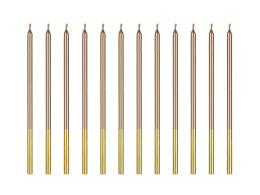 ŚWIECZKI URODZINOWE GŁADKIE 12szt. RÓŻOWE ZŁOTO 14cm