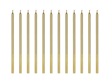 ŚWIECZKI URODZINOWE GŁADKIE 12szt. ZŁOTE 14cm