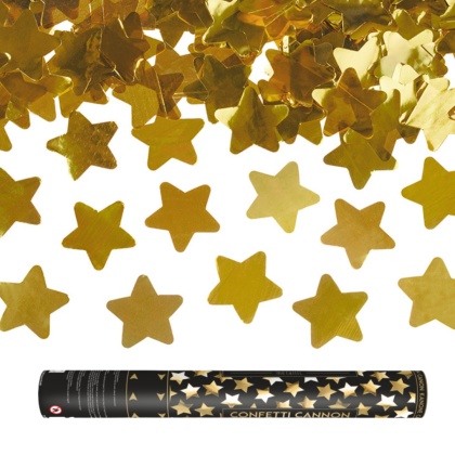 TUBA Z KONFETTI ZŁOTE GWIAZDKI 40cm STRZELAJĄCA TUBA