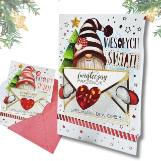 8925 KARTA ŚWIĄTECZNA Z KOPERTĄ NA PREZENCIK SKRZAT