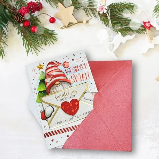 8925 KARTA ŚWIĄTECZNA Z KOPERTĄ NA PREZENCIK SKRZAT