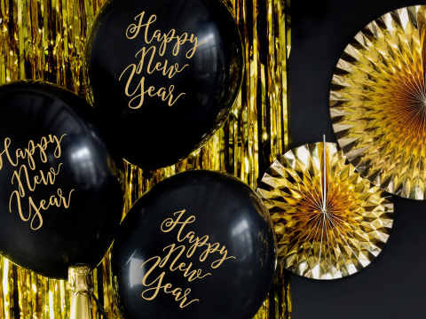 BALONY LATEKSOWE HAPPY NEW YEAR 30cm CZARNE 6szt. BALONY LATEKSOWE HAPPY NEW YEAR 30cm CZARNE 6szt.