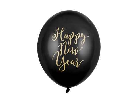 BALONY LATEKSOWE HAPPY NEW YEAR 30cm CZARNE 6szt. BALONY LATEKSOWE HAPPY NEW YEAR 30cm CZARNE 6szt.