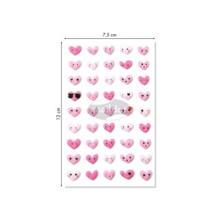 NAKLEJKI 3D WYPUKŁE BŁYSZCZĄCE - ZABAWNE SERDUSZKA