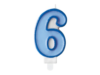 NIEBIESKA CYFRA 6 ŚWIECZKA URODZINOWA