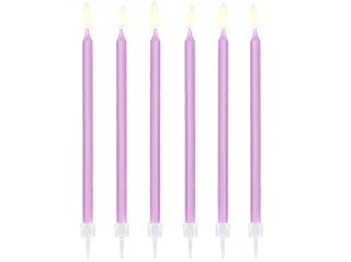ŚWIECZKI URODZINOWE 14cm GŁADKIE FIOLETOWE 12szt. URODZINY KOMUNIA