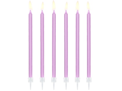 ŚWIECZKI URODZINOWE 14cm GŁADKIE FIOLETOWE 12szt. URODZINY KOMUNIA