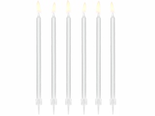 ŚWIECZKI URODZINOWE 14cm GŁADKIE BIAŁE 12szt. URODZINY KOMUNIA