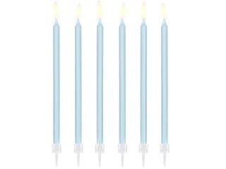 ŚWIECZKI URODZINOWE 14cm GŁADKIE BŁĘKITNE 12szt. URODZINY KOMUNIA