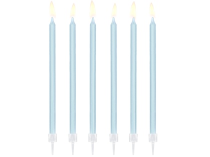 ŚWIECZKI URODZINOWE 14cm GŁADKIE BŁĘKITNE 12szt. URODZINY KOMUNIA