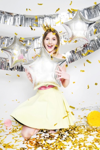 BALON FOLIOWY SREBRNA GWIAZDKA 48cm BŁYSZCZĄCA