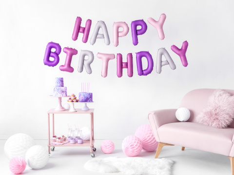 BANER BALONOWY NAPIS HAPPY BIRTHDAY 423x45cm RÓŻ FIOLET BANER BALONOWY NAPIS HAPPY BIRTHDAY 423x45cm RÓŻ FIOLET