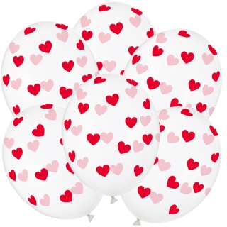 BALONY W CZERWONE SERDUSZKA 6szt. 30cm WALENTYNKI