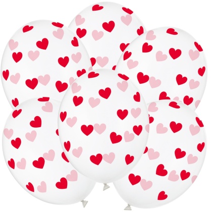 BALONY W CZERWONE SERDUSZKA 6szt. 30cm WALENTYNKI