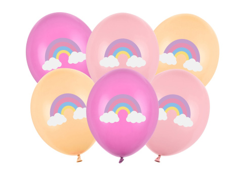 BALONY PASTELOWE TĘCZA 6szt. 30cm RAINBOW UNICORN PARTY