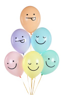 BALONY BUŹKI PASTELOWE 6szt. 30cm EMOJI UŚMIECHNIĘTE BALONY