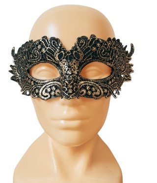 02 MASKA WENECKA MASKA KARNAWAŁOWA CZARNA ZE ZŁOTYM