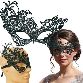 03 MASKA WENECKA KARNAWAŁOWA CZARNA KORONKOWA