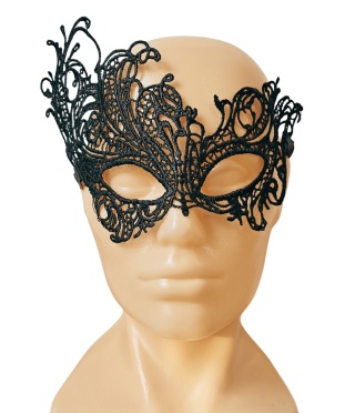03 MASKA WENECKA KARNAWAŁOWA CZARNA KORONKOWA