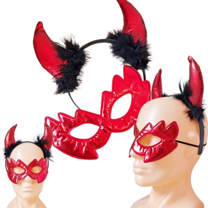 MASKA I OPASKA DIABEŁKA STRÓJ PRZEBRANIE KARNAWAŁ