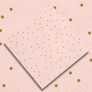 RÓŻOWE SERWETKI W ZŁOTE KROPKI 20szt. 33x33cm TRÓJWARSTWOWE