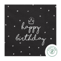 CZARNE SERWETKI HAPPY BIRTHDAY 20szt. 33x33cm TRÓJWARSTWOWE CZARNE SERWETKI HAPPY BIRTHDAY 20szt. 33x33cm TRÓJWARSTWOWE