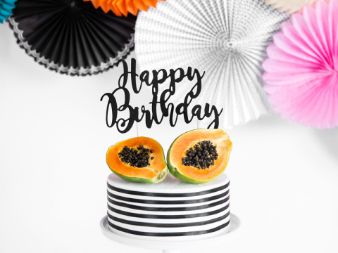 TOPPER HAPPY BIRTHDAY CZARNY 22,5cm DEKORACJA TORTU TOPPER HAPPY BIRTHDAY CZARNY 22,5cm DEKORACJA TORTU