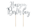 TOPPER HAPPY BIRTHDAY SREBRNY LUSTRZANY 22,5cm DEKORACJA TORTU TOPPER HAPPY BIRTHDAY SREBRNY LUSTRZANY 22,5cm DEKORACJA TORTU