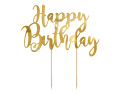 TOPPER HAPPY BIRTHDAY ZŁOTY LUSTRZANY 22,5cm DEKORACJA TORTU