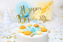 TOPPER HAPPY BIRTHDAY ZŁOTY LUSTRZANY 22,5cm DEKORACJA TORTU