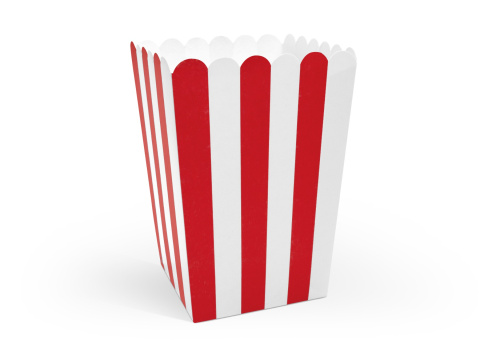 POPCORN BOX PUDEŁKA NA POPCORN 6szt. BIAŁO-CZERWONE PASKI POPCORN BOX PUDEŁKA NA POPCORN 6szt. BIAŁO-CZERWONE PASKI