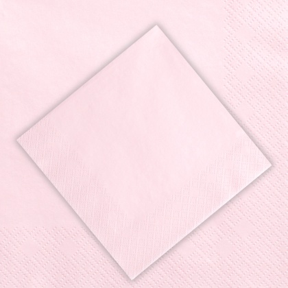 SERWETKI GŁADKIE JASNY RÓŻ 20szt. 33x33cm TRÓJWARSTWOWE