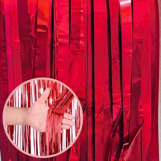 CZERWONA KURTYNA DEKORACYJNA IMPREZOWA 200cmx100cm