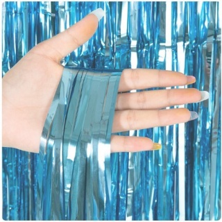 BŁĘKITNA KURTYNA DEKORACYJNA IMPREZOWA 200cmx100cm