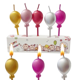 ŚWIECZKI BALONIKI METALIZOWANE 5szt. BŁYSZCZĄCE