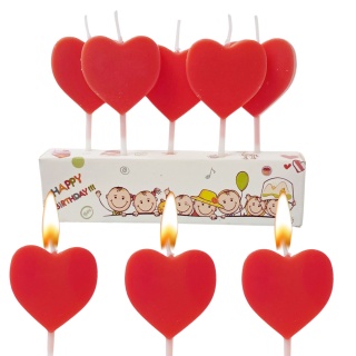 ŚWIECZKI CZERWONE SERDUSZKA 5szt. WALENTYNKI URODZINY