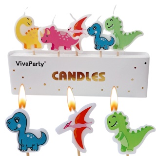ŚWIECZKI DINOZAURY KOLOROWE 5szt. DINO PARTY