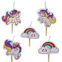 ŚWIECZKI JEDNOROŻCE CHMURKI 5szt. UNICORN PARTY