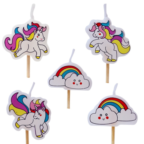 ŚWIECZKI JEDNOROŻCE CHMURKI 5szt. UNICORN PARTY ŚWIECZKI JEDNOROŻCE CHMURKI 5szt. UNICORN PARTY