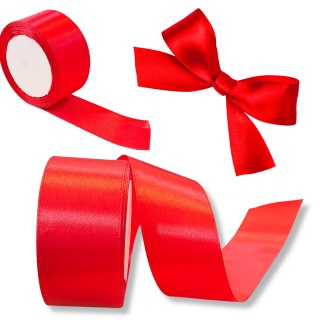 WSTĄŻKA SATYNOWA CZERWONA 40 mm TASIEMKA BŁYSZCZĄCA 20m