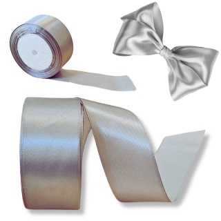 WSTĄŻKA SATYNOWA SREBRNA 40 mm TASIEMKA BŁYSZCZĄCA 20m