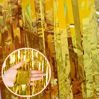 ZŁOTA KURTYNA DEKORACYJNA IMPREZOWA 200cmx100cm